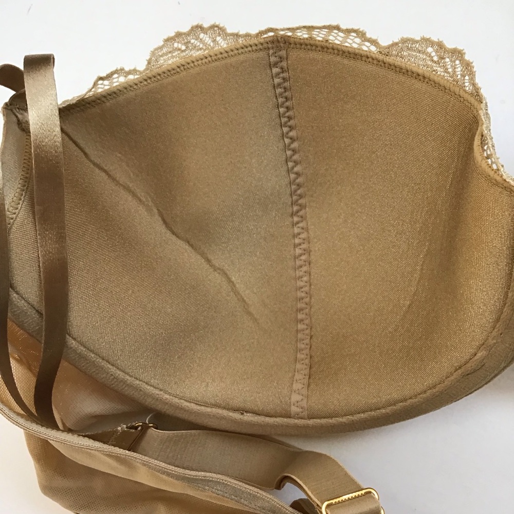 Cacique Tan Metallic Gold Lace Bra with Underwire and Adjustable Straps NWOT - Picture 6 of 10